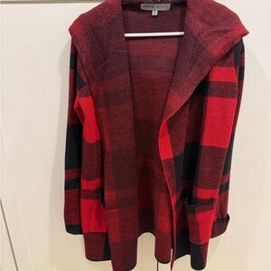 Absolutely Famous Red and Black Plaid Cardigan